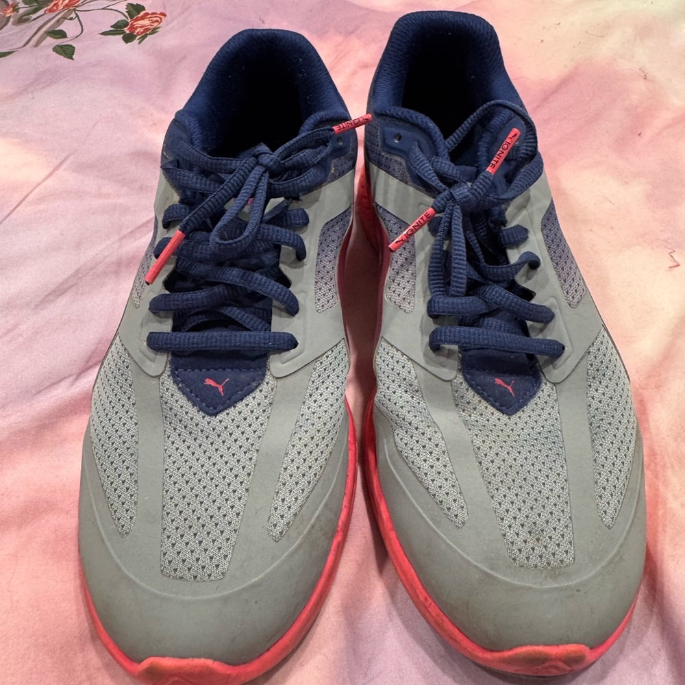 Puma Gray and Red Athletic Shoes